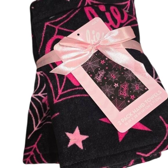 Barbie 2-PK Logo Spider Web Hand Towels - Picture 2 of 6